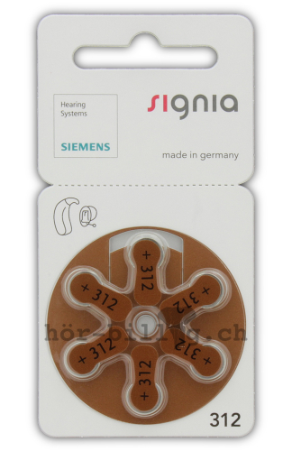 Siemens Signia S 312 Hörgerätebatterien 60 Stk.